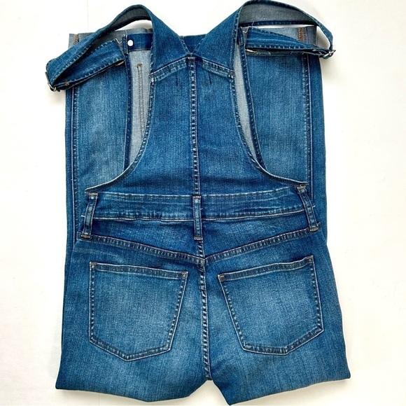Madewell Denim Jean Overalls in Kemp Wash Bibs Jeans Raw Frayed Hem Size Small S - Picture 8 of 16